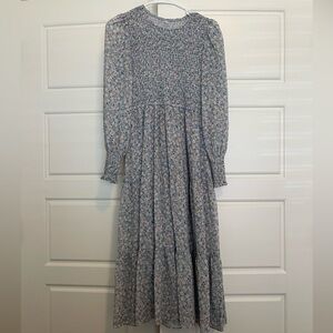 Boutique Light Blue Floral Smocked Maxi Dress